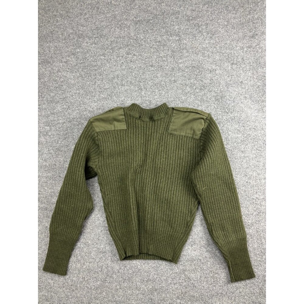 DSCP Wool Commando‎ Sweater Mens 38 Olive Green Epaulettes NSN 8405-01-496-9813